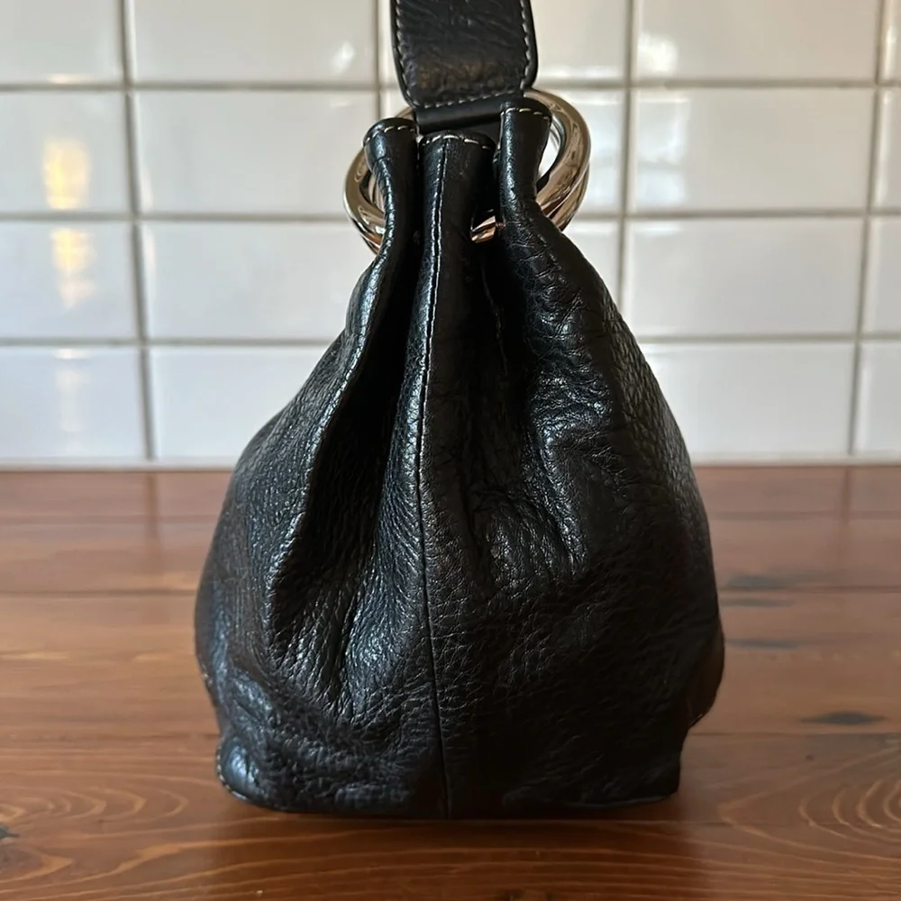 FURLA Black Pebbled Leather Hobo Bag